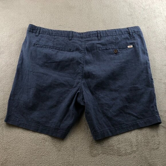 Faherty Mens Shorts Size 40 Chino Casual Linen Blend Relaxed Drawcord Blue - Picture 14 of 14